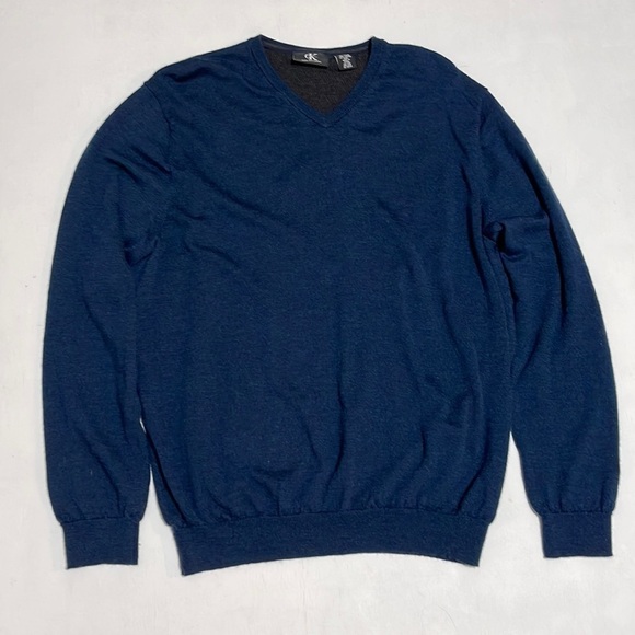 Calvin Klein 100% Merino Wool Men V Neck Sweater Size XL - Picture 8 of 10